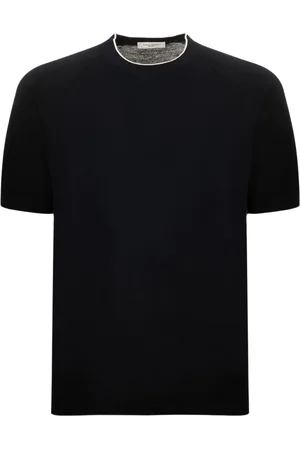 Paolo Pecora Tops, Heren, Zwart, 2Xl, Katoen, Contrast Trim Raglan Mouw T-shirt