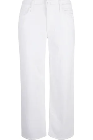 Mother Jeans, Dames, Wit, W28, Katoen, Witte Katoen Elastaan Broek