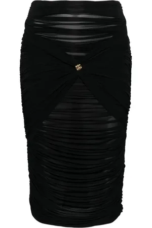 Elisabetta Franchi Rokken, Dames, Zwart, XL, Elegante Geplooide Rok voor Vrouwen