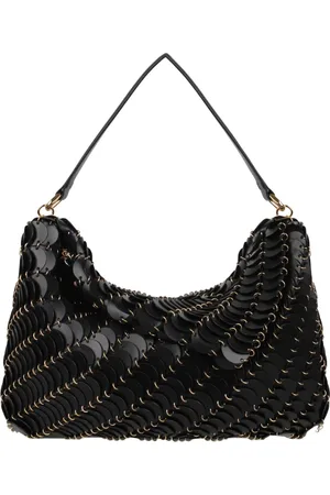 Paco rabanne Tassen, Dames, Zwart, ONE Size, Leer, Schoudertas met ronde schijven