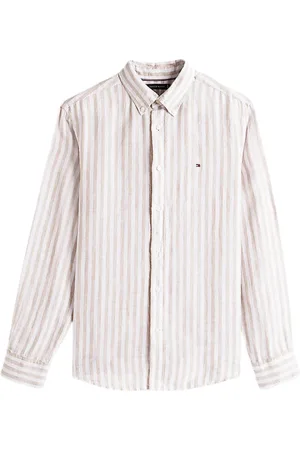 Tommy Hilfiger Overhemden, Heren, , M, Linnen, Linnen Essential Streep Overhemd