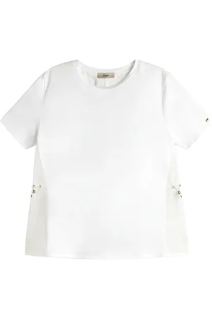 HERNO Tops, Dames, Wit, XS, Katoen, Chique Katoenen T-shirt met Nieuwe Techno