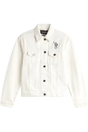 Karl Lagerfeld Jassen, Dames, Wit, L, Denim, Denim Jacket