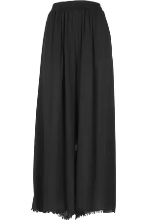 SANCTAMUERTE Broeken, Dames, Zwart, S, Zwarte Palazzo Broek Elastische Taille Zakken