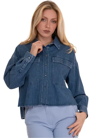 Max Mara Blouses & Shirts, Dames, Blauw, XS, Denim, Denim Blouse met Zijsplitten