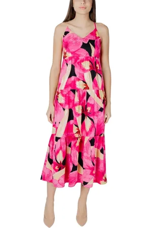 ONLY Kleedjes, Dames, Veelkleurig, L, Bloemen V-Hals Midi Jurk