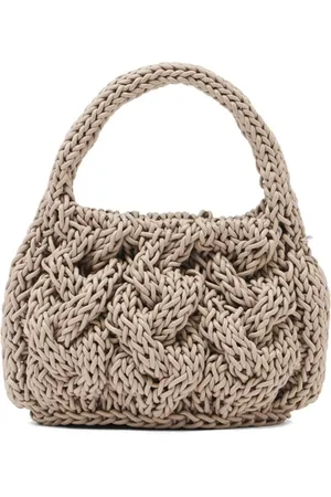 J.W.Anderson Tassen, Dames, , ONE Size, Leer, Gebreide Tote Tas
