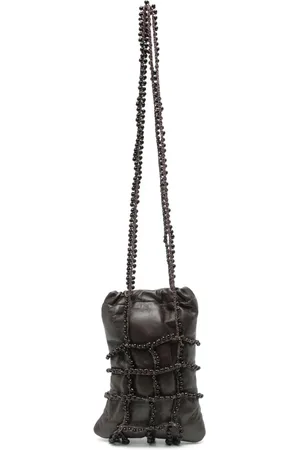 ALYSI Tassen, Dames, Bruin, ONE Size, Leer, Kralen Mini Tas