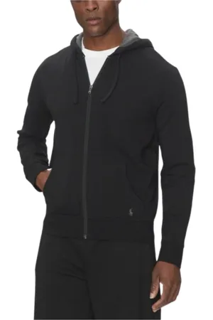 Ralph Lauren Sweatshirts & Hoodies, Heren, Zwart, L, Katoen, Zwarte katoenmix hoodie met ritssluiting