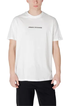 Armani Exchange Tops, Heren, Wit, S, Katoen, Stijlvol Bedrukt Ronde Hals T-Shirt