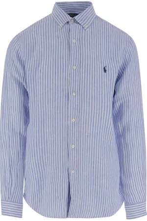 Ralph Lauren Overhemden, Heren, Blauw, XL, Linnen, Blauw lange mouw sportoverhemd