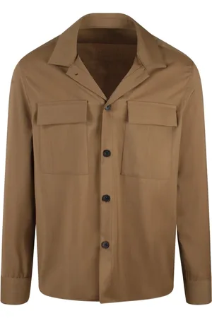 LOW BRAND Jassen, Heren, Bruin, M, Wol, Tropische Wol Overshirt