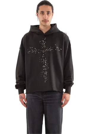 MISBHV Sweatshirts & Hoodies, Heren, Zwart, L, Zwarte Cross Cropped Hoodie