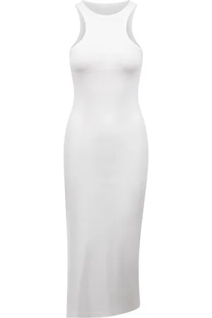 Courrèges Kleedjes, Dames, Wit, S, Katoen, Vintage Geribbelde Mouwloze Jurk