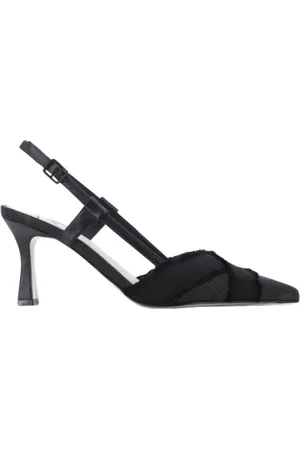 ROBERTO FESTA Schoenen, Dames, Zwart, 35 EU, Katoen, Raffia en stoffen slingback sandalen