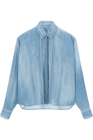 ERMANNO SCERVINO Blouses & Shirts, Dames, Blauw, M, Denim, Denim Print Kant Shirt