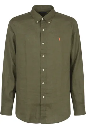 Ralph Lauren Overhemden, Heren, Groen, S, Linnen, Groene Lange Mouw Sportshirt