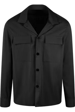 LOW BRAND Jassen, Heren, Zwart, XL, Wol, Tropische Wol Overshirt