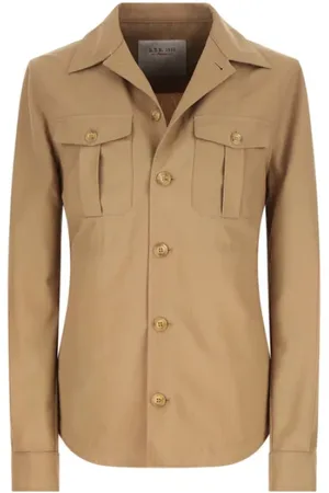 L.B.M. 1911 Jassen, Heren, , M, Katoen, Casual Overshirt in Hazelnoot Katoen