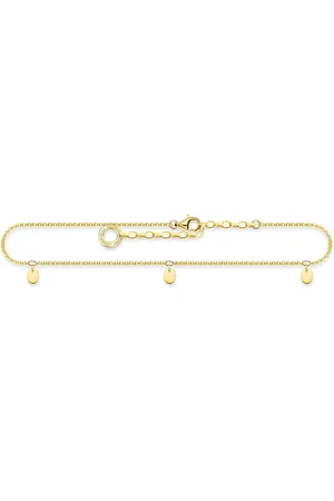 Thomas Sabo Accessoires, Dames, Geel, ONE Size, Enkelband Plaat goud Ak 0025-001-21-L27V