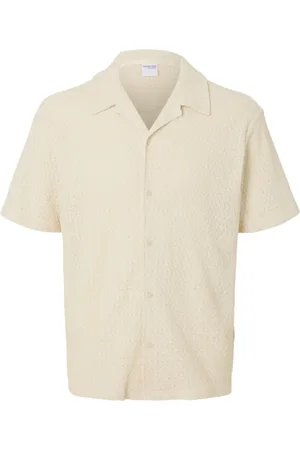 SELECTED Overhemden, Heren, , XL, Katoen, Off-White Relax Fit Jersey Shirt