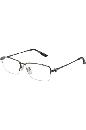 BMW Accessoires, Heren, Grijs, ONE Size, Zilveren Half-Rim Rechthoekige Optische Monturen