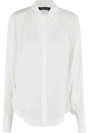FEDERICA TOSI Blouses & Shirts, Dames, Wit, S, Witte Crepe de Chine Blouse