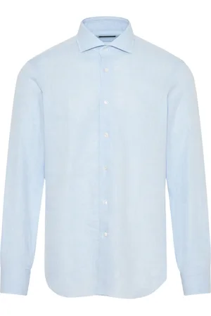 BARBA Overhemden, Heren, Blauw, 4Xl, Katoen, Italiaans Linnen Katoenen Overhemd