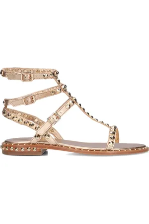 Ash Schoenen, Dames, Geel, 39 EU, Leer, Gouden Play Sandalen