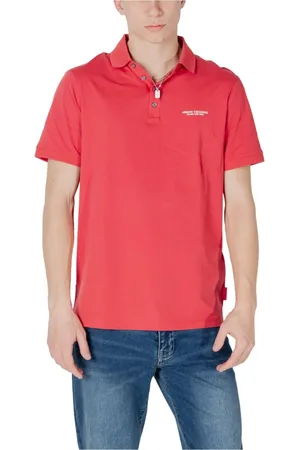 Armani Exchange Tops, Heren, Rood, L, Katoen, Rode Polo Shirt met Knoopsluiting