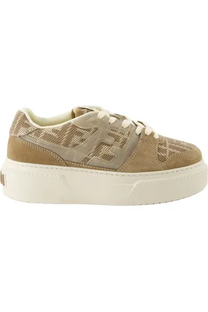 Fendi Schoenen, Dames, Bruin, 37 1/2 EU, Denim, Bruine Platform Denim Sneakers