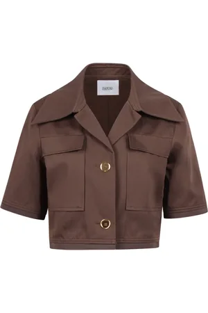 Patou Jassen, Dames, Bruin, M, Katoen, Katoenen Gabardine Kort Jack