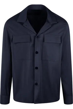 LOW BRAND Jassen, Heren, Blauw, XL, Wol, Tropische Wol Overshirt