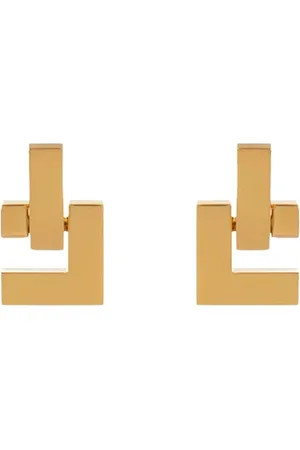 Elisabetta Franchi Accessoires, Dames, Geel, ONE Size, Korte Metalen Hangende Oorbellen