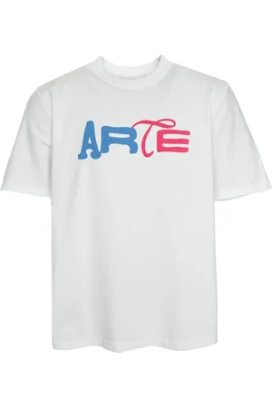 Arte Antwerp Tops, Heren, Wit, L, Duo Print Ronde Hals T-Shirt