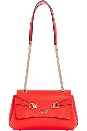 Guess Tassen, Dames, Rood, ONE Size, Leer, Rode Synthetisch Leren Handtas met Gouden Details