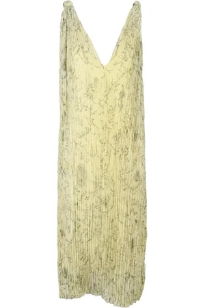 Fabiana Filippi Kleedjes, Dames, Groen, S, Polyester, Geplooide Lange Jurk Tuniek Sluiting