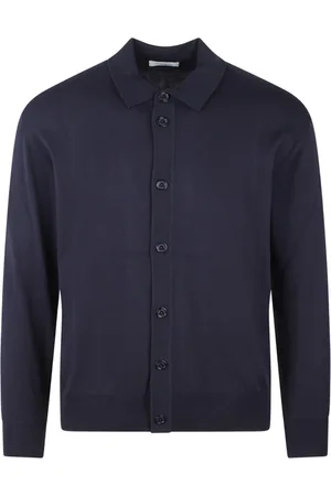 Paolo Pecora Overhemden, Heren, Blauw, L, Katoen, Oversize Katoenen Gebreide Shirt