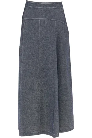 pennyblack Kleedjes, Dames, Blauw, S, Katoen, Wijdvallende Katoenen Linnen Rok