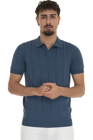 Gran Sasso Truien, Heren, Blauw, L, Katoen, Elastische Taille Jersey Polo Shirt