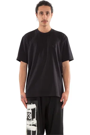 Y-3 Tops, Heren, Zwart, XL, Zwart Tonal Logo Regular Tee