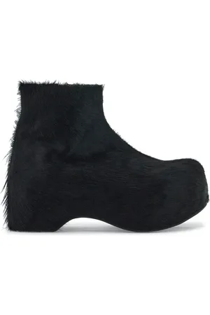 Marni Schoenen, Dames, Zwart, 36 EU, Fuzzy Enkellaarsjes met Blokhak