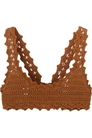 ERMANNO SCERVINO Tops, Dames, Bruin, S, Katoen, Bruine Gehaakte Top Katoen Handgemaakt