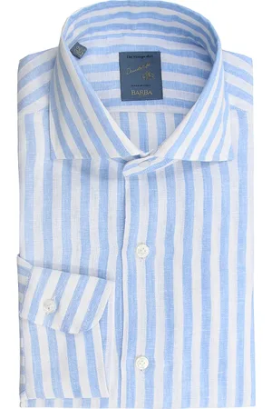 BARBA Overhemden, Heren, Blauw, 3Xl, Linnen, Formal Shirts