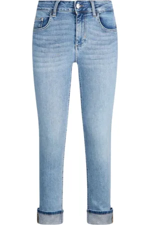 Liu Jo Jeans, Dames, Blauw, W29, Katoen, Skinny Cropped Jeans met Strass Detail