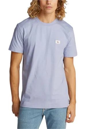 Calvin Klein Tops, Heren, Blauw, XL, Katoen, Lila Katoenen T-shirt voor Mannen