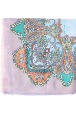 Etro Accessoires, Dames, Veelkleurig, ONE Size, Katoen, Bloemrijk Paisley Jacquard Katoenen Sjaal