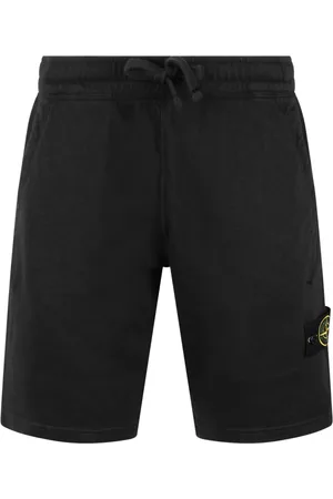 Stone Island Korte broeken, Heren, Zwart, M, Katoen, Katoenen Sweatshorts met Logo Badge