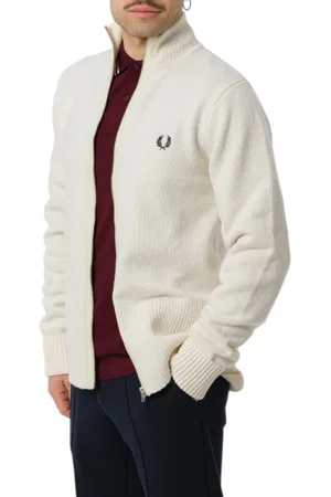 Fred Perry Truien, Heren, Wit, M, Wol, Gebreide Vest Wit Wolmix