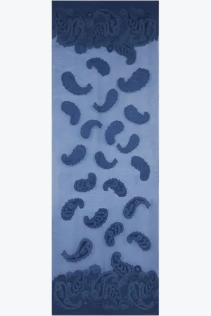 Etro Accessoires, Dames, Blauw, ONE Size, Blauwe Paisley Jacquard Zijden Sjaal